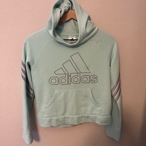 Adidas light blue graphic hooded sweatshirt big kids large